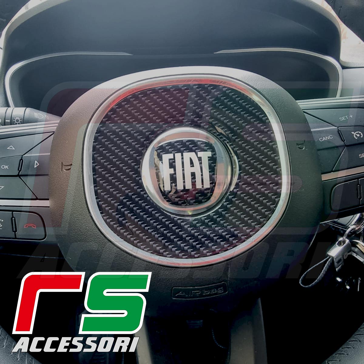 Fiat Tipo Harzaufkleber, Tuning-Lenkrad-Airbag-Abdeckung