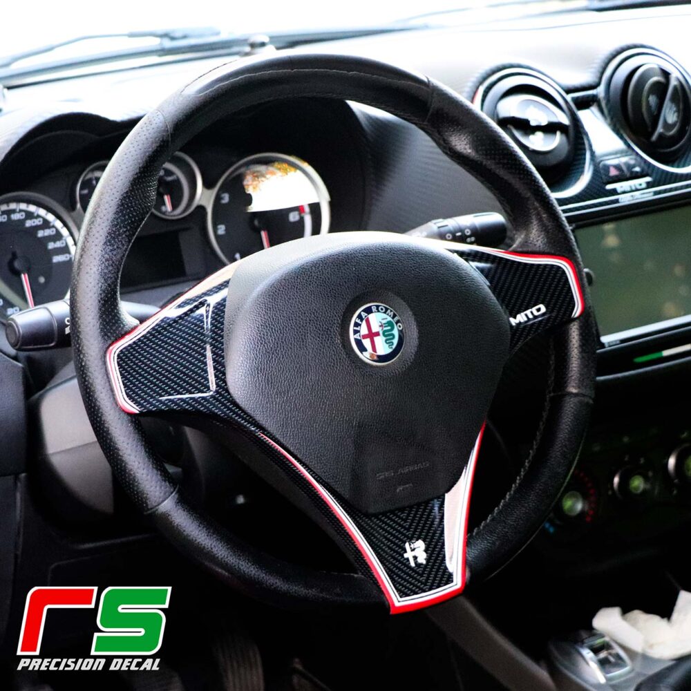 adhésifs Alfa Romeo Mito Giulietta effet carbone sticker cover volant
