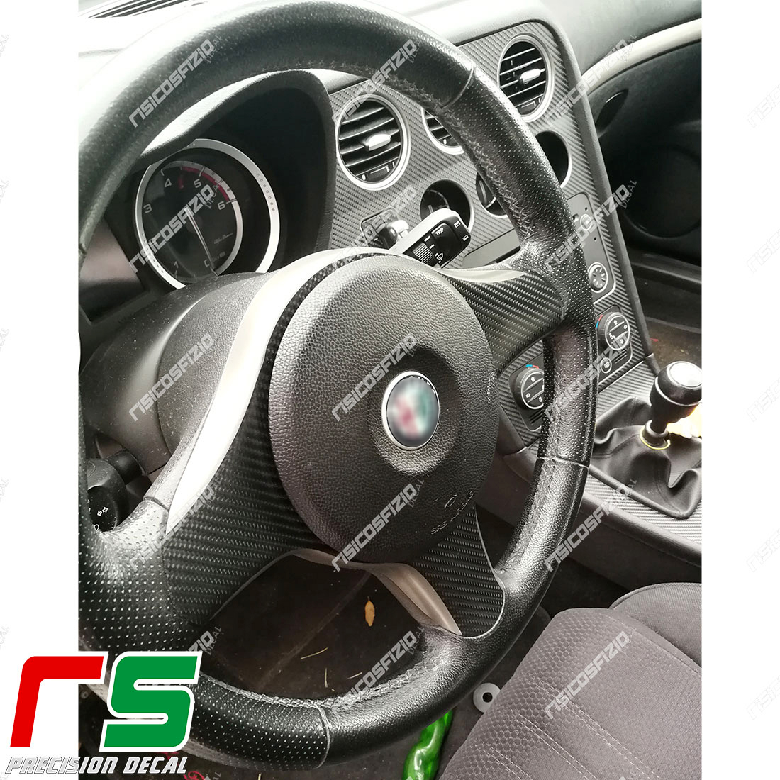 Oyddl 3 pieces steering wheel trim car sticker carbon fibre compatible with  Alfa Romeo 159 939 Brera Spider accessories